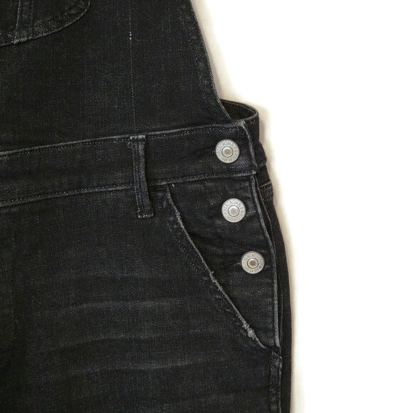 Abercrombie & Fitch Black Denim Overalls Straight Leg Crop Utility Style 90's S - Picture 7 of 16